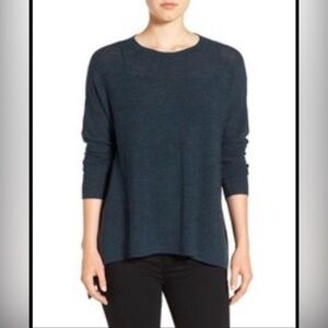 EILEEN FISHER Merino italian yarn Ballet Neck Sweater
Teal color size L